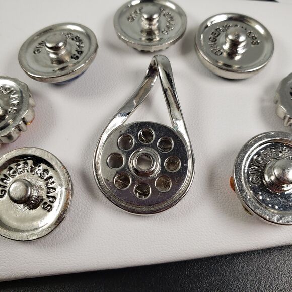 Ginger Snap Pendant with Set of 7 Cluster Rhinestone 18-20mm Fit Ginger Charms - Picture 10 of 11